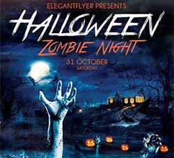 万圣节派对海报/传单模板：Halloween Zombie Night – Flyer PSD Template + F